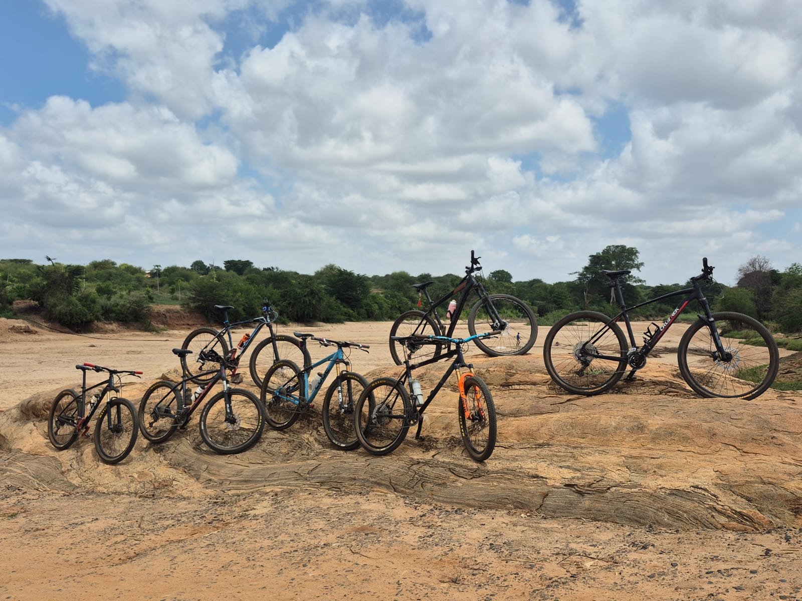 Cyclist descending mountain road