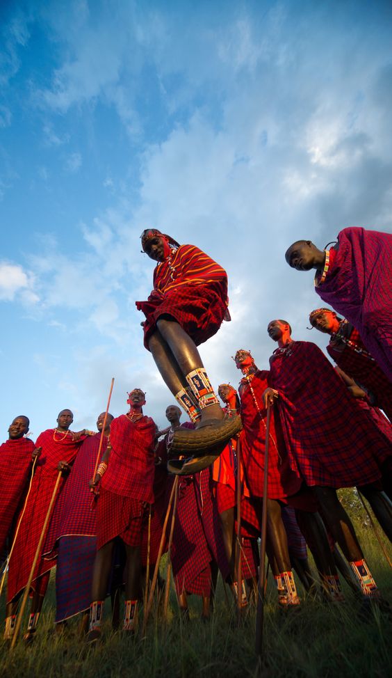 Maasai warrior at sunset